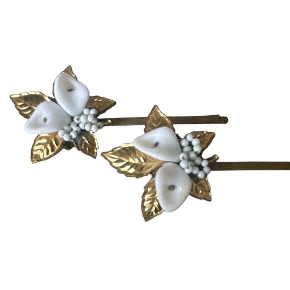 Romantic Floral Hair Pins Set Vintage Jewelry Bridal Winter Gift Coquette Girl - Picture 3 of 6